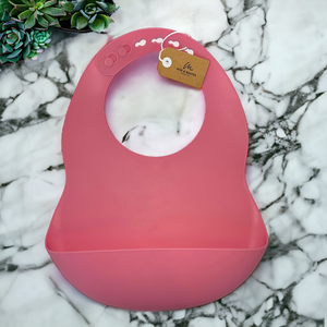 Open image in slideshow, Pink Silicone Catcher Bib - Miss &amp; Master Co.
