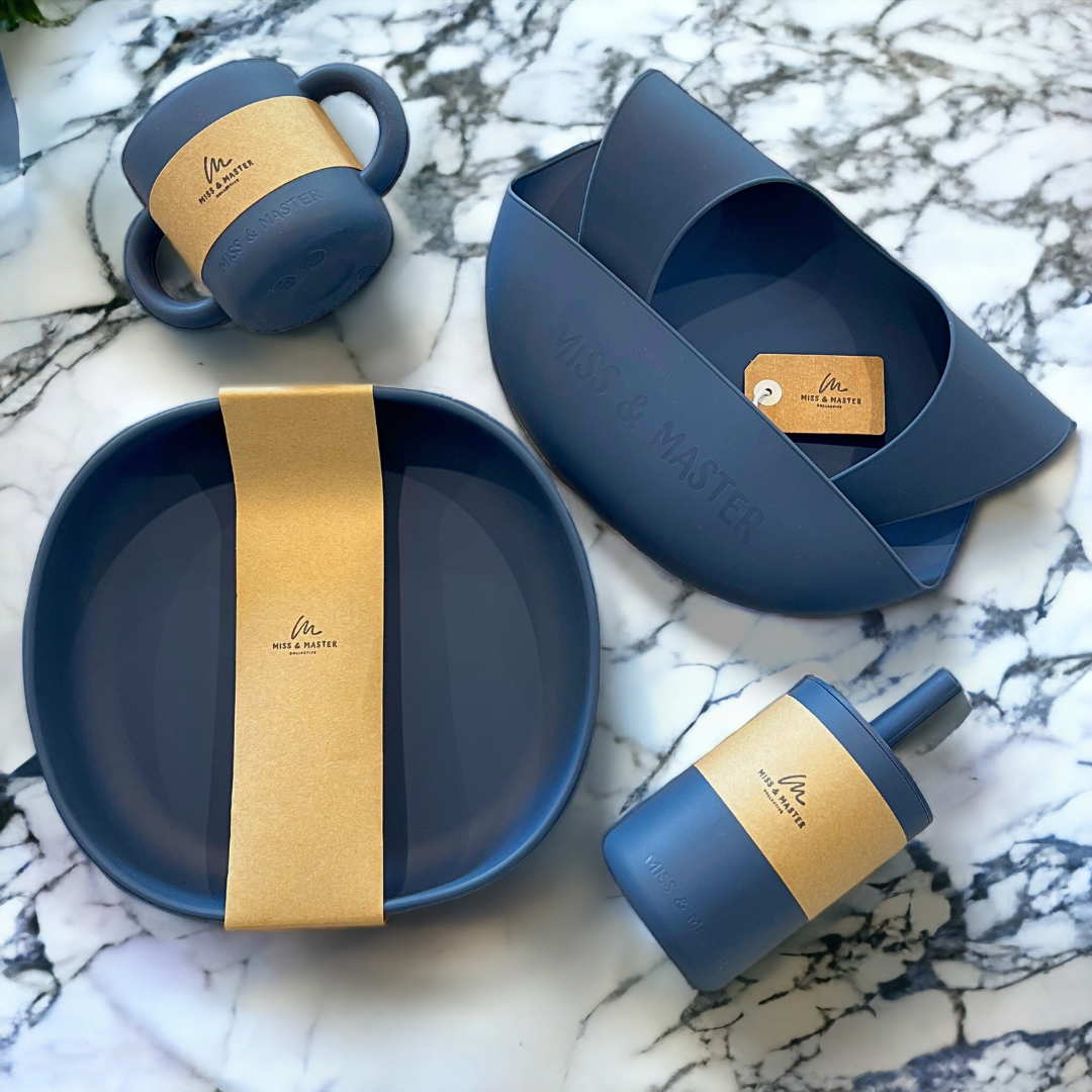 Blue Silicone Tableware Set